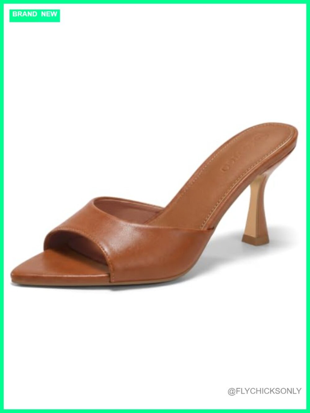 Faux Patent Leather Kitten Heel Mules Pointed Open Toe Slip On Dressy Heels